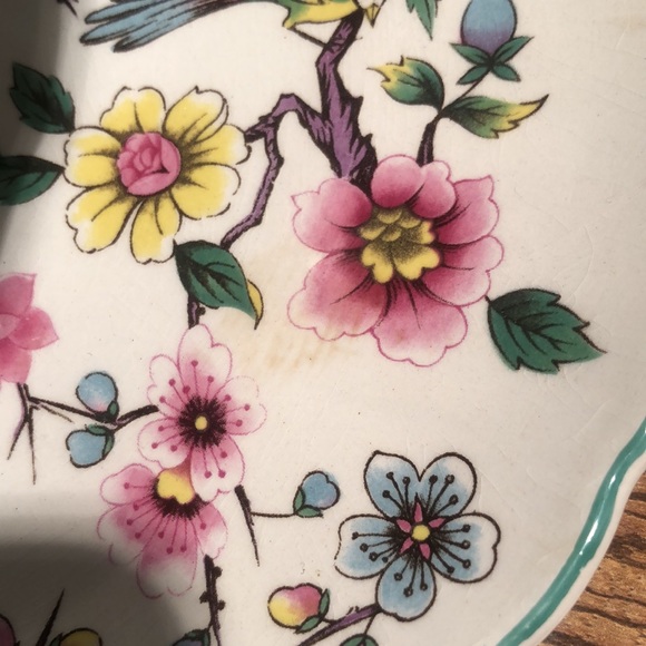 Old Foley 2 tier cake stand Bird and flower pattern/ James Kent - Picture 10 of 10